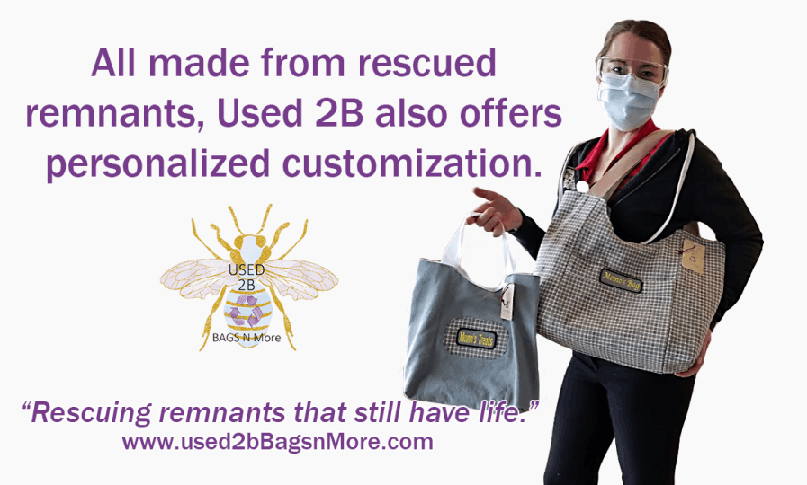 Hand crafted Recycled Remnants washable Tote bags for multiple uses